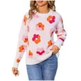 thumbnail image 2 of Uaswgudfs Women's Floral Knit Sweater: Round Neck & Long Sleeves, Cozy Relaxed Fit for Autumn/Winter​, 2 of 9