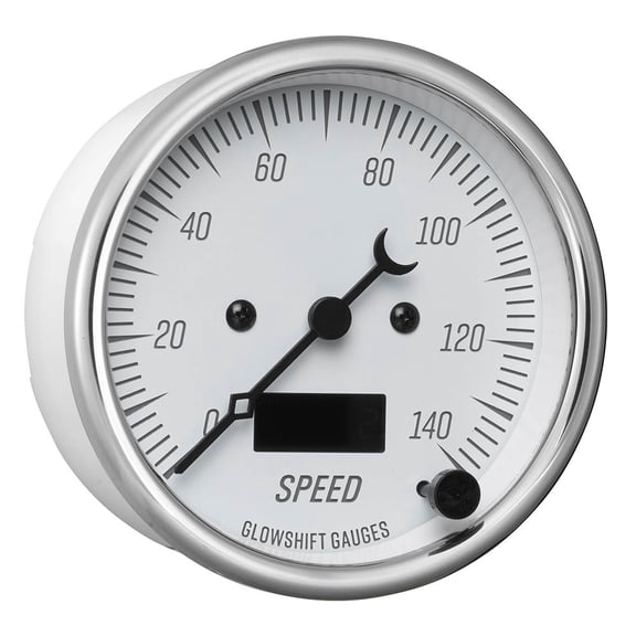 GlowShift | Classic Series White 3-3/8" (85mm) Electronic MPH Speedometer for Cars and Trucks