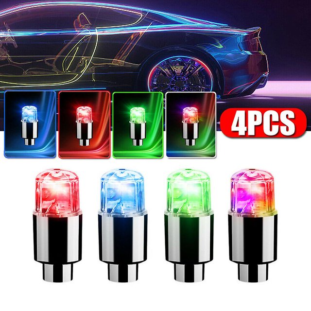 4 piezas 12 V rueda de coche neumático vástago de válvula de aire luz Led tapa accesorios de cubierta-verde ACTIVE Biensenido a ACTIVE