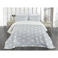 thumbnail image 3 of Ambesonne Geometric Quilted Bedspread Set 3 Pcs, Asanoha Star Pattern, Queen Size, Grey White, 3 of 5