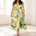 thumbnail image 2 of LWavelet Women's Plus Size Ditsy Floral Maxi Dress Short Sleeve Tie Waist Casual Cute Dress with Pockets Beige 2XL, 2 of 7