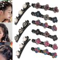 thumbnail image 1 of Pinzas para el cabello trenzadas con piedras de cristal brillantes, pinzas para el cabello triples con diamantes de imitación, pinzas para el cabello trenzadas para mujeres, pinzas para el cabello par, 1 of 8