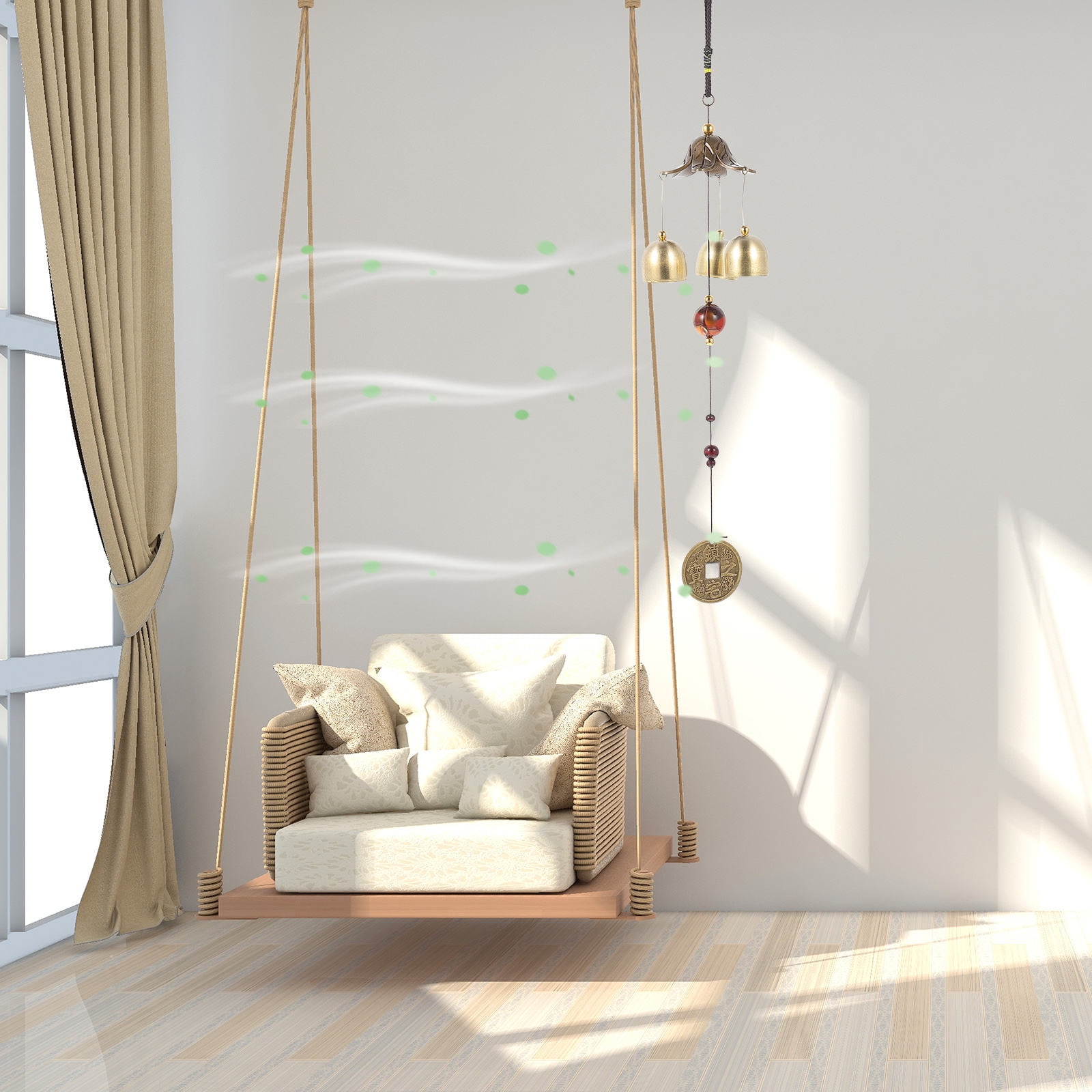 UPOUART Set of 2 Alloy Wind Chimes with Golden Zinc Decorative Hanging Pendants for Home and Garden