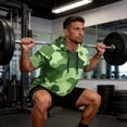 thumbnail image 4 of OIOLOYJM Sun Protection Shirts for Men Quick Dry Lightweight Uv Protection Rash Guard Camo Short Sleeve Hoodies Summer Hiking Outdoor Fishing Clothes Dark Green L, 4 of 5