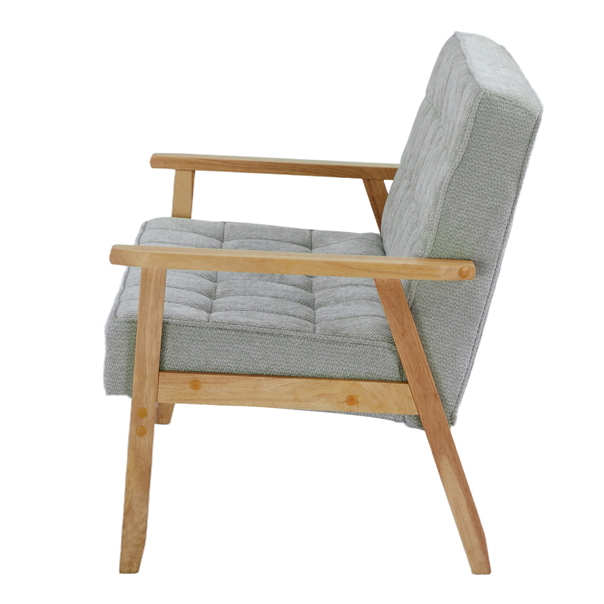 2-Seater Modern Sofa with Button Tufting, Solid Pine Wood Frame & Soft Fabric, Compact Loveseat for Living Room, Apartment, Dorm (Gray)