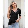 thumbnail image 2 of Blusa de primavera de manga corta con cuello en V y suéter AKEWEI para mujer, 2 of 6