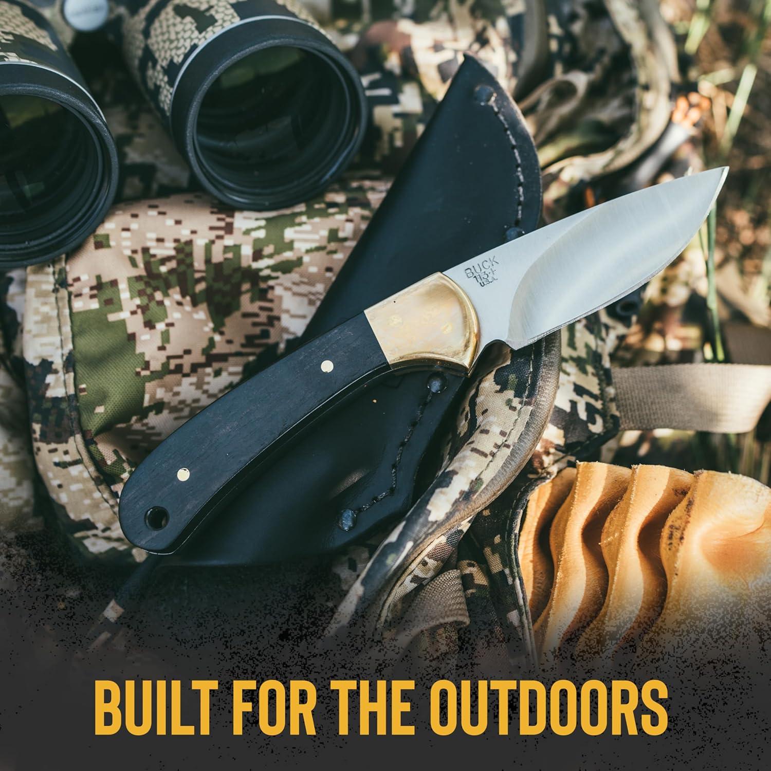 Buck Knives 113 Ranger Skinner Hunting Knife, 3-1/8" Fixed Blade, Ebony/Brass Handle, 5.2 oz
