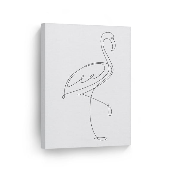 Smile Art Design Black and White One Line Minimalism Art Flamingo Animal Abstract Canvas Wall Art Print Office Living Room Dorm Bedroom Aesthetic Modern Home Decor - 40x30