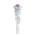 thumbnail image 3 of Rosec Jewels Pink Tourmaline Floral Ring with Diamond for Women - Nature Inspired Ring, 925 Sterling Silver, US 8.50, 3 of 8