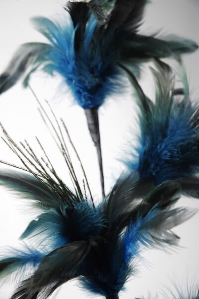 6 blue marabou feathers sprays on wire for decorating cakes,floral crafts 