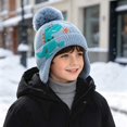 thumbnail image 2 of Hessimy Kids Dinosaur Embroidered Knit Pom Beanie with Earflaps,Winter Warm Hat for Kids, 2 of 6