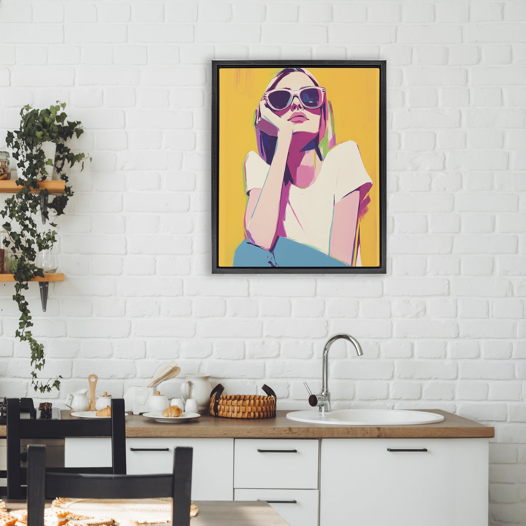 Stupell Industries Chroma Shades Girl Black Framed Floater Canvas Wall Art, design by Walker Noble