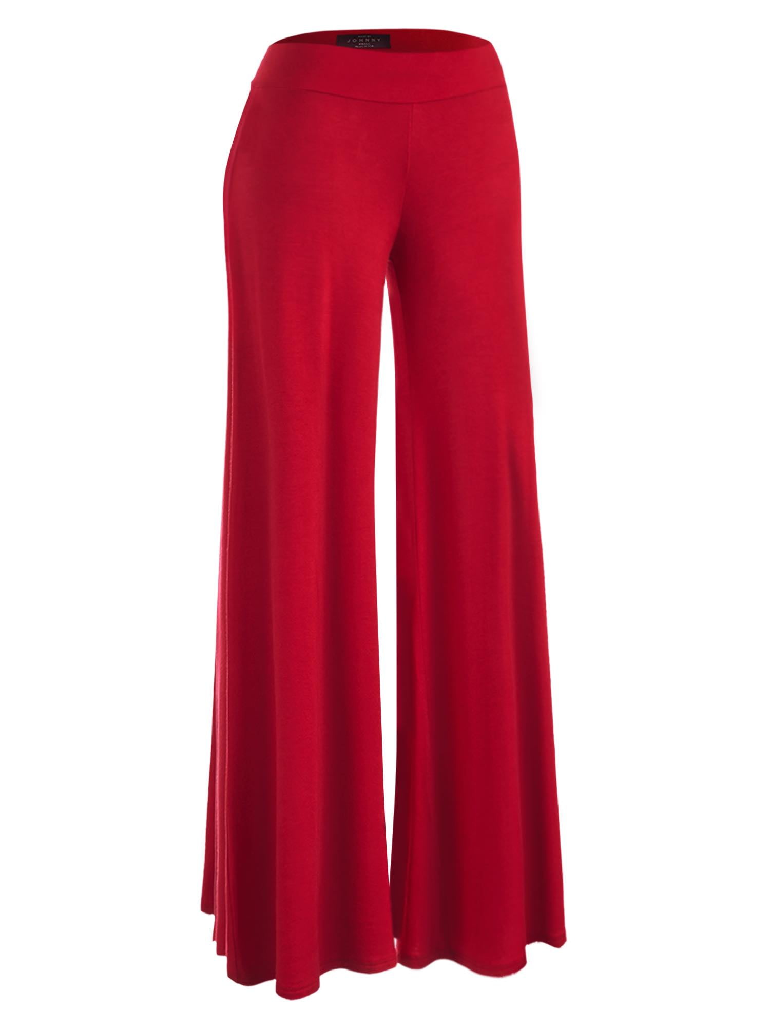 MBJ WB1104 Womens Wide Leg Palazzo Lounge Pants L RED