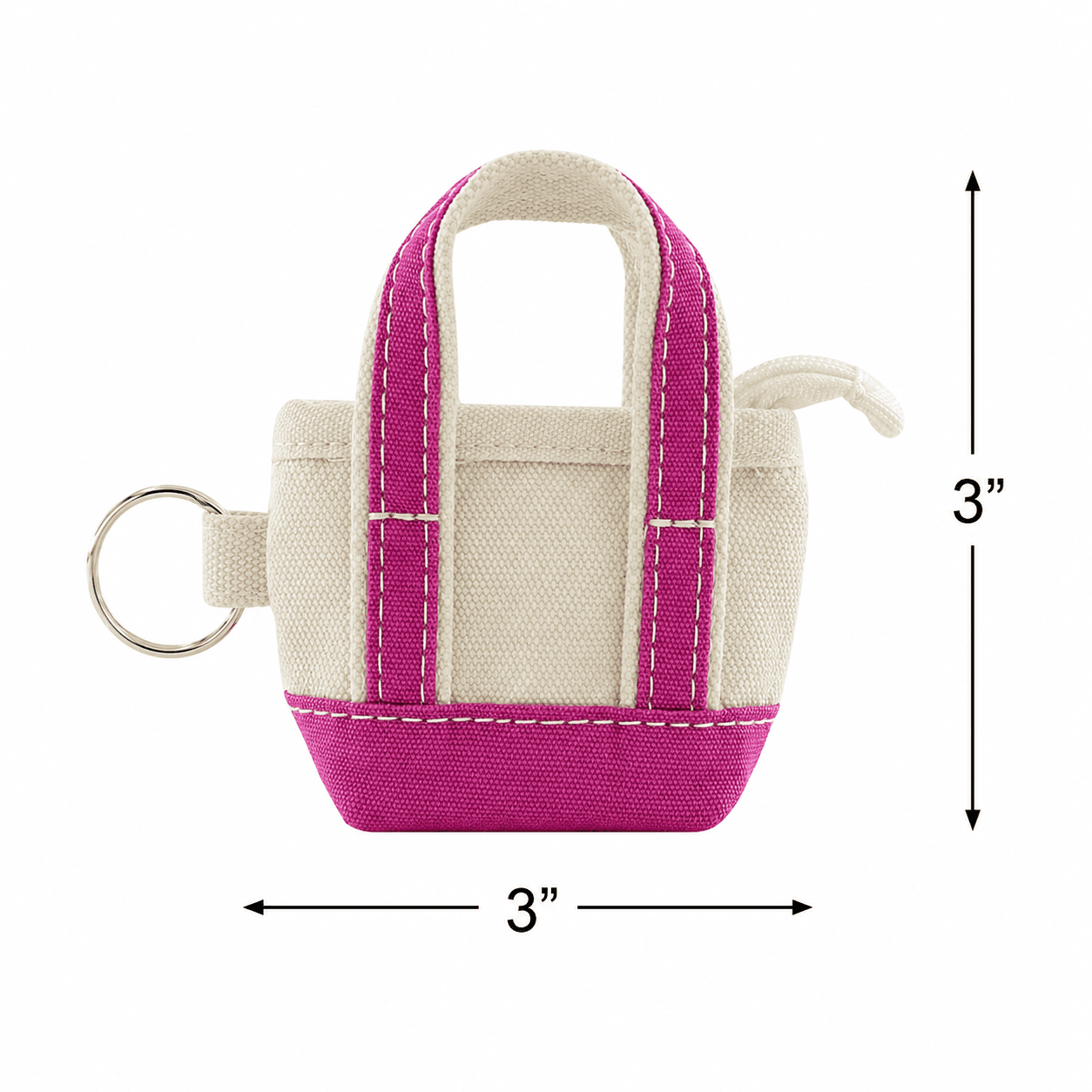 U Style Mini Canvas Tote Keychain in Vibrant Pink