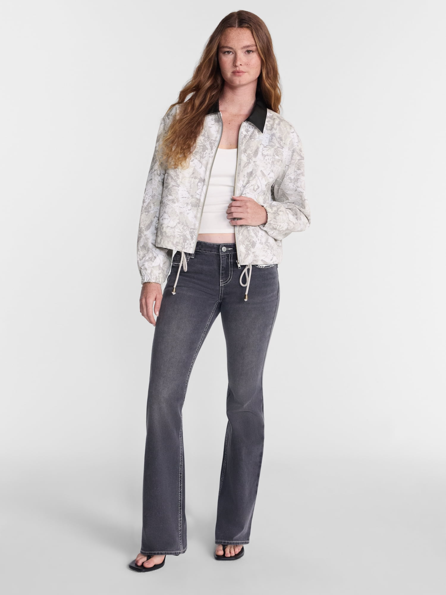 No Boundaries Cotton Twill Barn Jacket with Faux Leather Collar, Women's XXS-4X