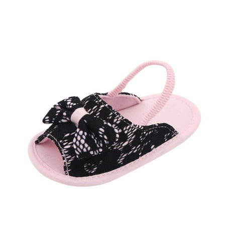 

ZENMELE Baby Sandals Bowknot Shoe Spring And Summer Children Baby Toddler Shoes Girls Sandals Flat Bottom Light Slip On Open Toe Comfortable Solid Color Bow Slide Sandal 0M-6M