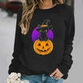 thumbnail image 3 of QTBIUQ Women Loose and Casual Halloween Printed Long-Sleeved Round-Neck Capless Sweater Black, 3 of 6
