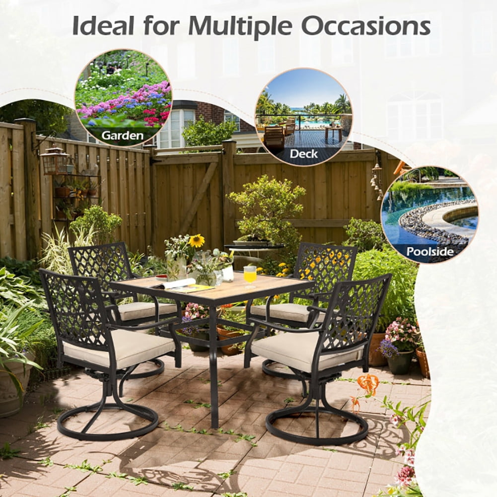 Aimee Lii Patio Metal Square Dining Table for Garden and Poolside, Outdoor Patio Furniture Set Aimee Lii Patio Metal Square Dining Table for Garden and Poolside, Outdoor Patio Furniture Set