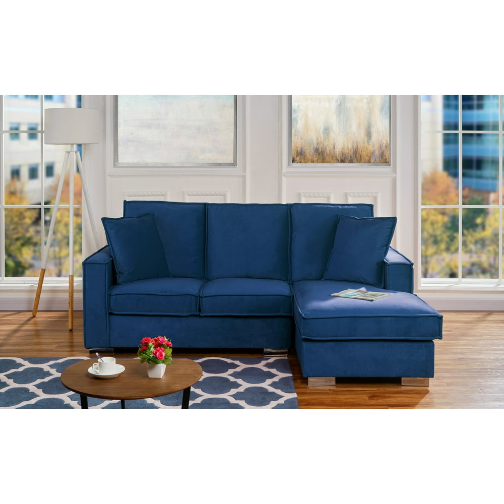 Classic Velvet Sectional Sofa, Small Space L Shape Couch with Chaise