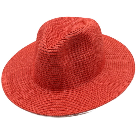 EliteGoogv Unisex Panama Straw Hat Foldable Wide Brim Breathable Solid Color For Men Women Summer Beach Vacation Casual Outdoor Fedora Sun Hat Headwear