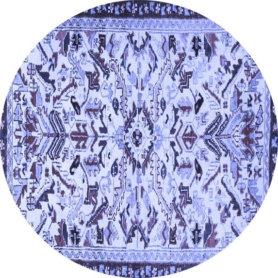 Ahgly Company Indoor Round Animal Blue Traditional Area Rugs, 7' Round