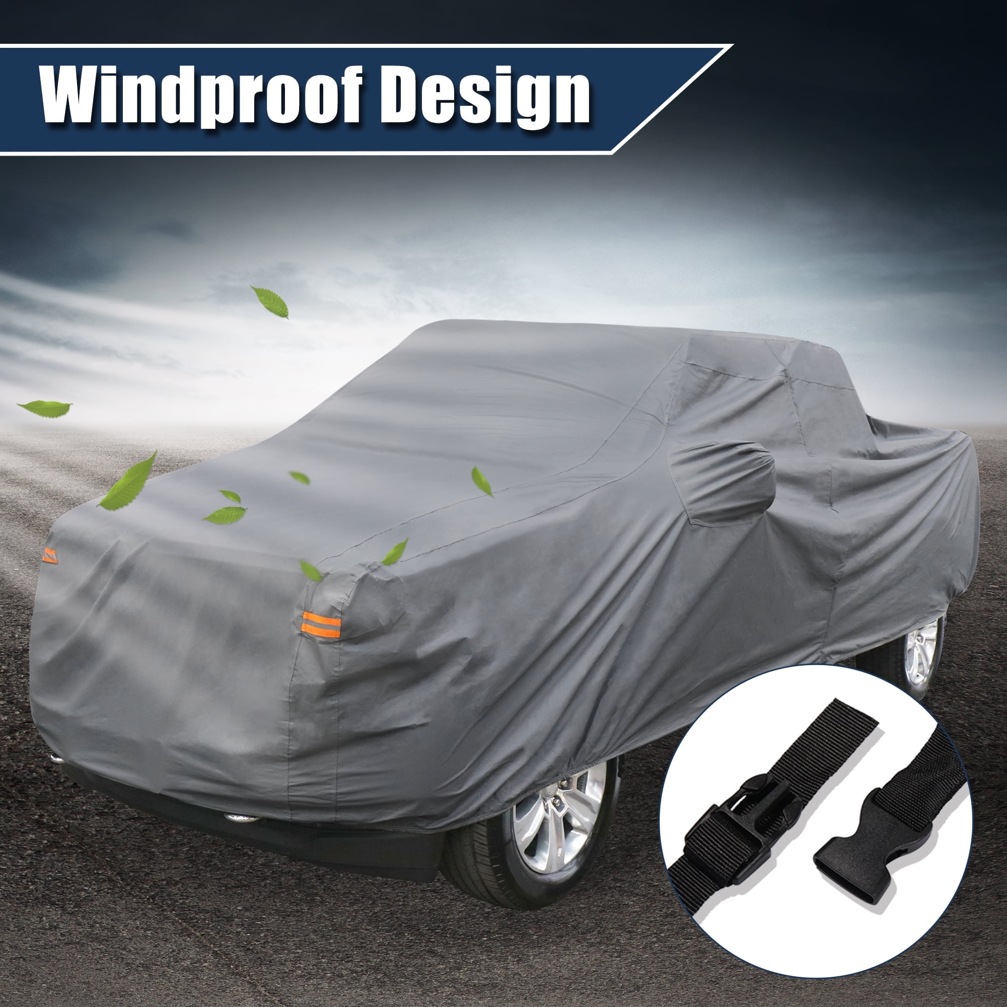 Unique Bargains Pickup Truck Cover for Ford F350 Crew Cab 4 Door Gray Sun Rain Protection