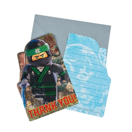 Oriental Party Card - Lego Ninjago Postcard Thank You for Birthday - Party Supplies - Licensed Tableware - Licensed Invitations - Birthday - 8 Pieces