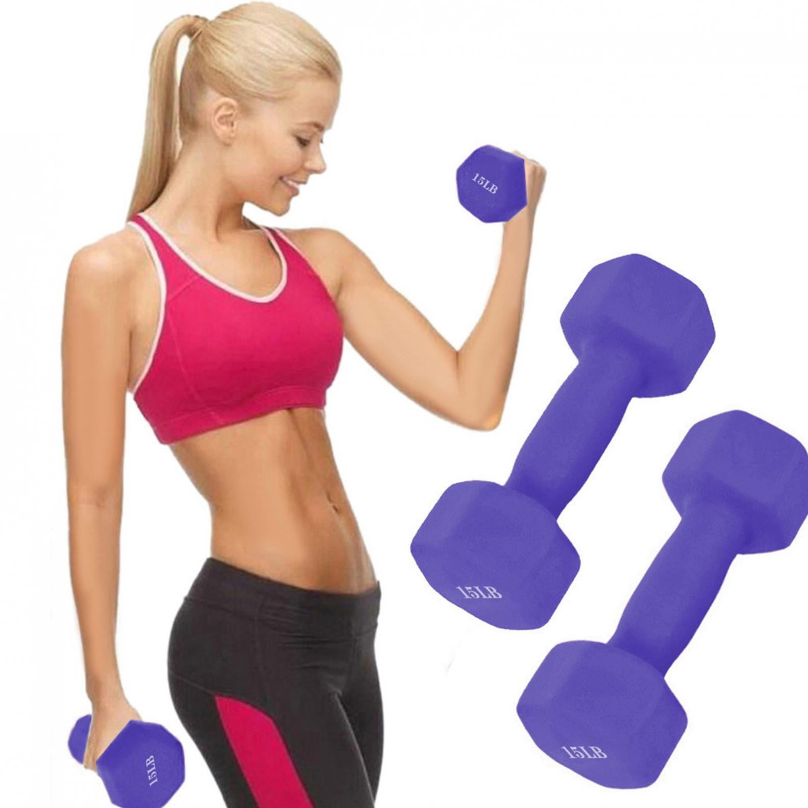 15 lb Neoprene Dumbbell Weight Lifting Fat Burning Home Gym Muscle Fitness New 