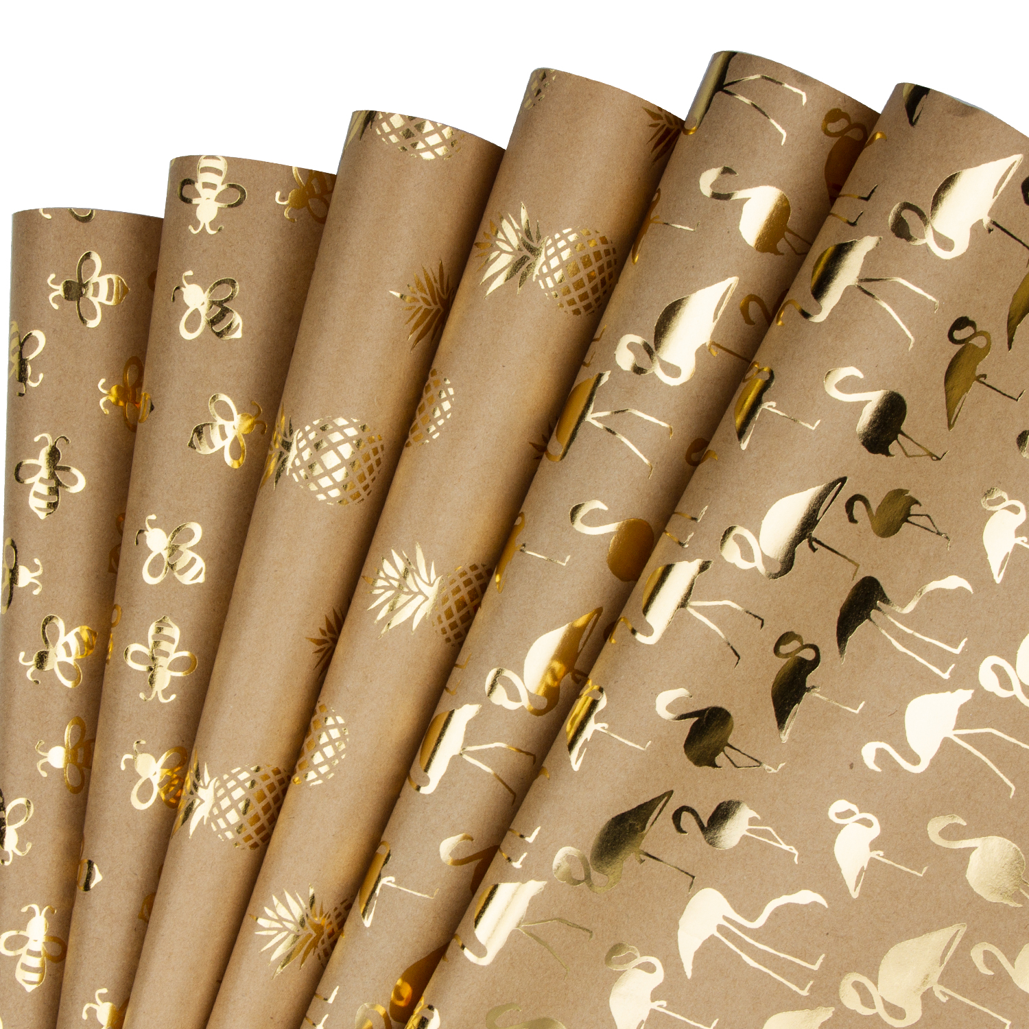 WRAPAHOLIC Kraft Gift Wrapping Paper Sheet Gold Foil Design 6 