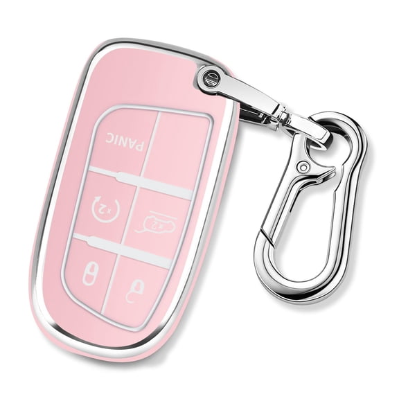 for Jeep Key Fob Cover with Keychain TPU Protection Key Case Compatible with Grand Cherokee Renegade Compass Smart Key