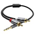 thumbnail image 2 of Cable RCA de 3,5 mm a RCA de 9,8 pies de largo con conector chapado en oro y PVC, adaptador de audio RCA a 2RCA de aluminio antidobleces para PC y TV, 2 of 10
