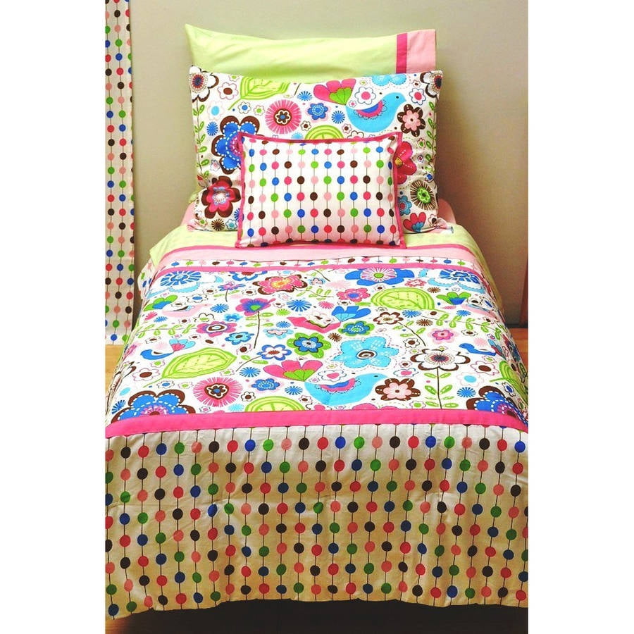 Bacati - Botanical 3-Piece 100% Cotton Percale Toddler Sheet Set, Pink