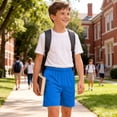 thumbnail image 6 of Afuyipoi Boys Atheletic Shorts Size 10-12,Quick-Dry Moisture-Wicking Gym Soccer Training Bottom Blue, 6 of 6