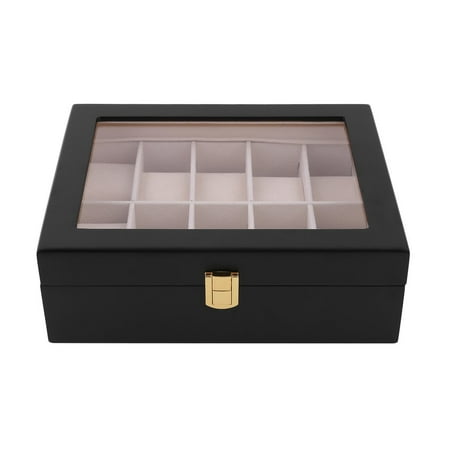 10 Grids Wood Wrist Watch Display Case Jewelry Accessories Storage Holder Glass Window Box Organizer Brithday Gifts