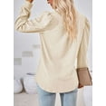 thumbnail image 5 of Spencer Women's Long Sleeve V Neck T Shirt Casual Pullover Shirts Puff Sleeve Tunic Fall Tops Loose Blouse (L, Apricot), 5 of 11