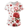thumbnail image 2 of Valentines Day Working Uniform for Women Love Heart Printed V-Neck Breathable T-Shirts Short Sleeve Professionals Soft Stretch Scrub Tops with Pockets pink Small, 2 of 4