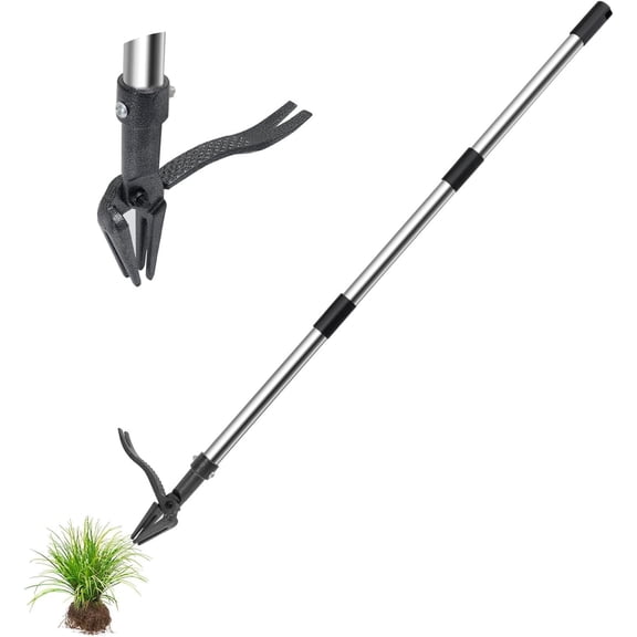 Weed Puller Tool Stand Up Weeder with Long Handle & 4-Claw Steel Head Manual Weed Remover Tool for Lawn and Garden