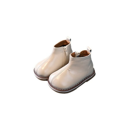 

Lacyhop Children Crib Shoes Soft Sole Ankle Boots Cotton Lining Toddler Boot Casual Non-Slip Winter Shoe Comfort Zip Up Low Calf Booties Beige 13C