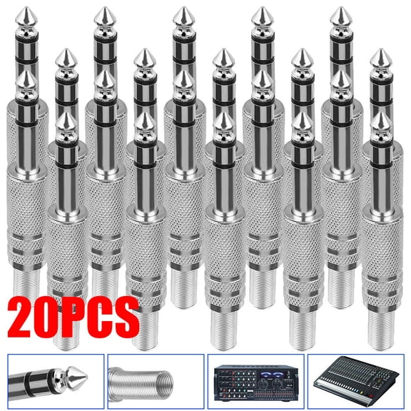 20X 1/4'' 6.35mm Audio Plug TRS Stereo Female Jack Socket Metal Spring Connector