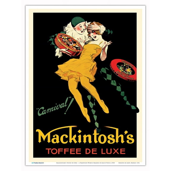 Mackintosh’s Toffee de Luxe - a Tradition Worth Sharing - Vintage Advertising Poster by Jean d'Ylen c.1930 - Master Art Print (Unframed) 9in x 12in