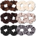 thumbnail image 1 of IVARYSS Coleteros para el cabello para dormir, satén premium, suave que la seda, para mujeres, cabello rizado, lindos lazos para niñas, peinado fino y grueso, paquete de 12 colores neutros, 1 of 5