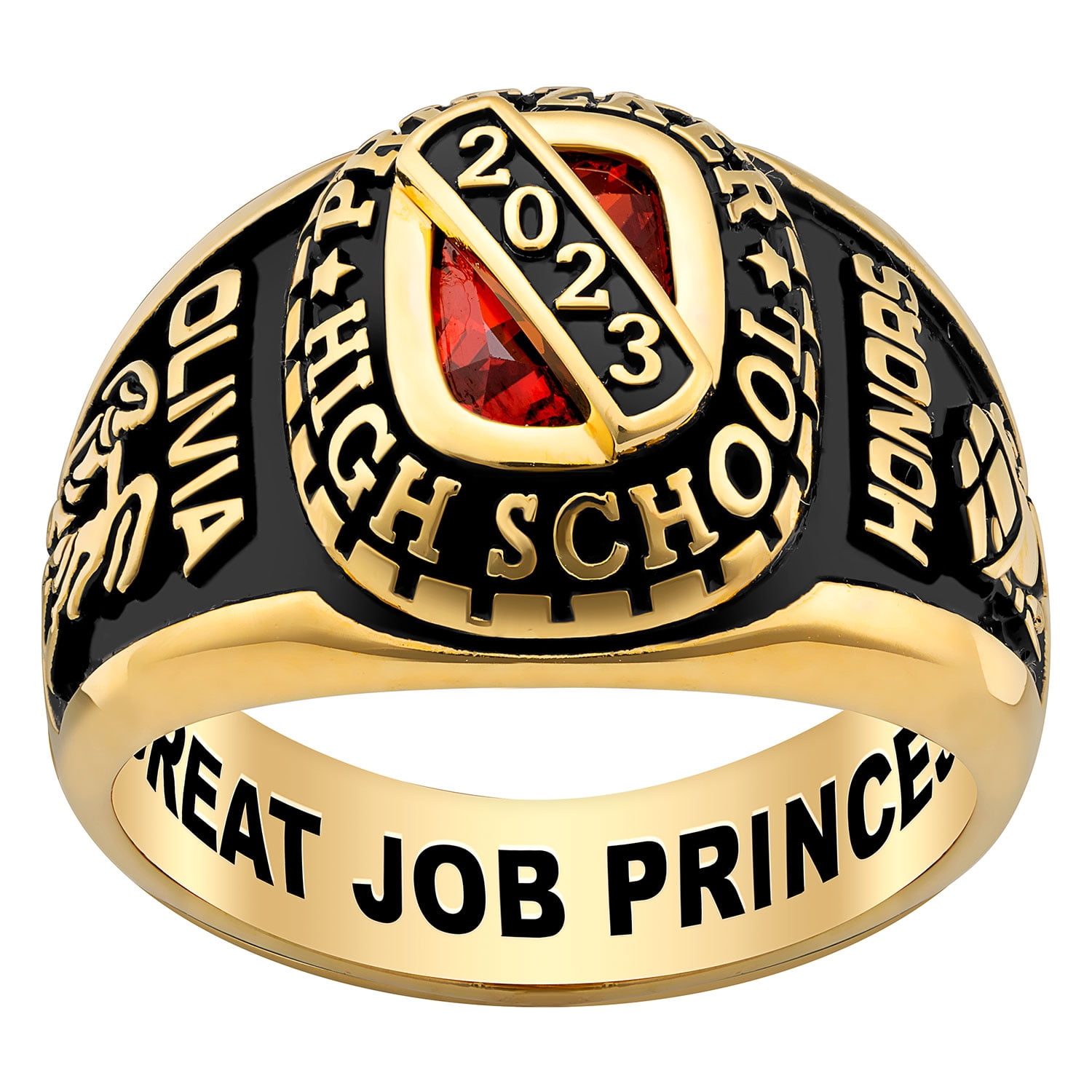 Personalized Women's Celebrium Bridge Birthstone Class Ring