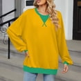 thumbnail image 1 of Women's Fashion No-Cap V-Neck Solid Color Long Sleeve Sweatshirt, 1 of 7