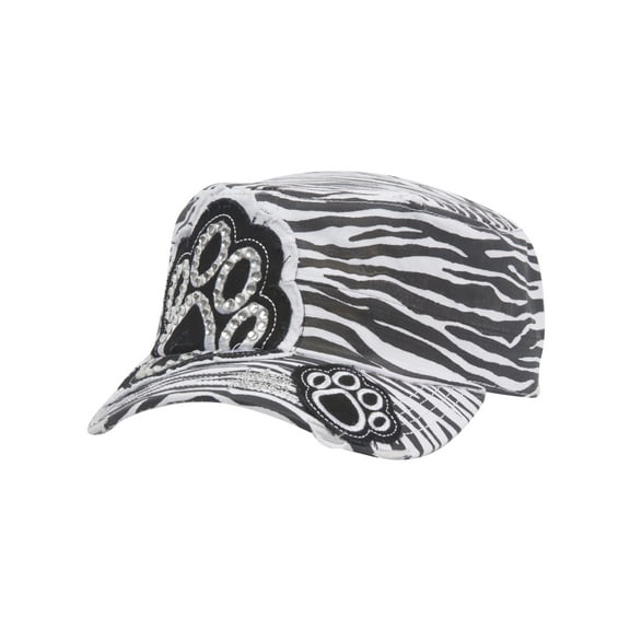 Top Headwear Womens Print Adjustable Cadet Cap - Zebra - Studded Paw Print