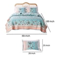 thumbnail image 4 of 2 Piece Twin Quilt Set with Floral Print, Blue and White- Saltoro Sherpi, 4 of 4