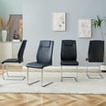 thumbnail image 3 of Set of 8 Modern Dining Chairs, Black PU Faux Leather Padded Seat with Metal Legs for Dining Room, 3 of 10