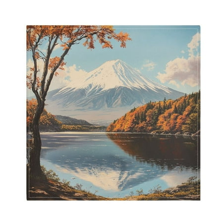 

Napkin Satin Napkin 20*20Inchx6 Kitchen Towel Dinner Plate Towel Decorative Towel Napkin Tea Towel Suitable For Kitchen Table Autumn Mount Fuji