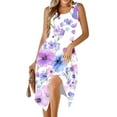 thumbnail image 5 of Womens Sleeveless Floral Dress Summer Casual Sundress Handkerchief Hem A Line Swing Beach Midi Dress, 5 of 7