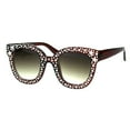 thumbnail image 3 of Womens Engraving Star Bling Horned Rim Plastic Fashion Sunglasses Brown Smoke, 3 of 4