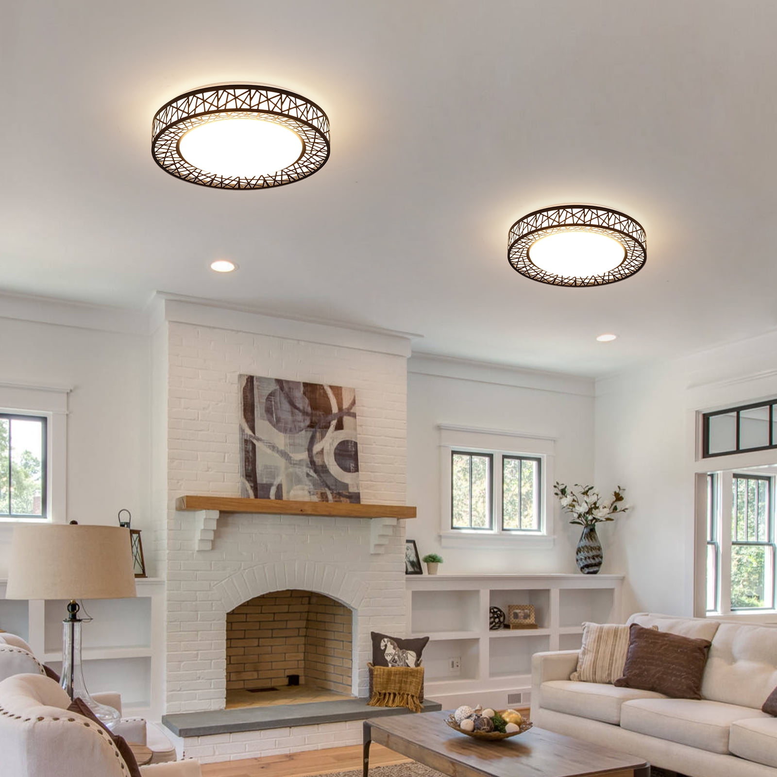 Dimmable 20W LED Flush Mount Ceiling Light with Nest Texture, Adjustable Color Temperature (5-Color, 2700K-6500K), 1457LM, ETL Certified, for Bedroom, Kitchen, Hallway